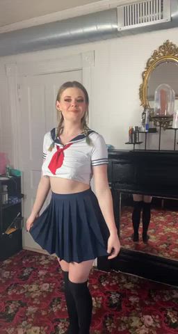 pigtails schoolgirl skirt clip