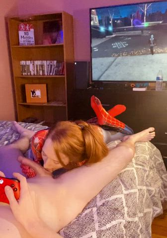 Cock Cosplay Costume Cute Oral Redhead Skinny Sucking Porn GIF by naturalred94