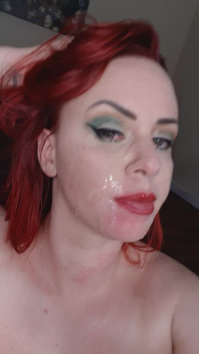 Fully glazed and licking that glorious cum off my freshly fucked face