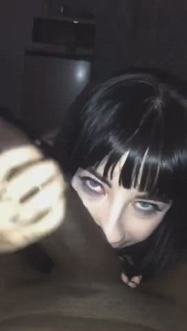 bbc bangs brunette eye contact goth white girl clip