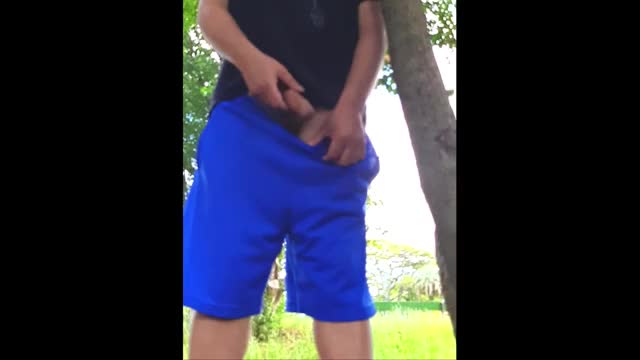 Swinging my flaccid thick cock in public