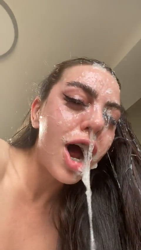 cum messy saliva sloppy spit wet and messy clip