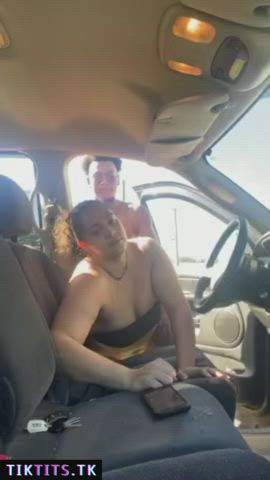 big tits car sex cowgirl doggystyle hardcore public clip