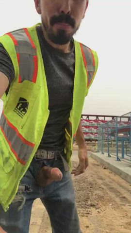 cumshot ejaculation outdoor worker clip
