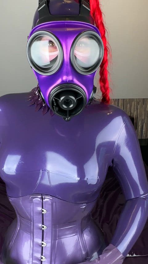 Completely covered in purple latex from head to toe. Even my bed sheets are matching.