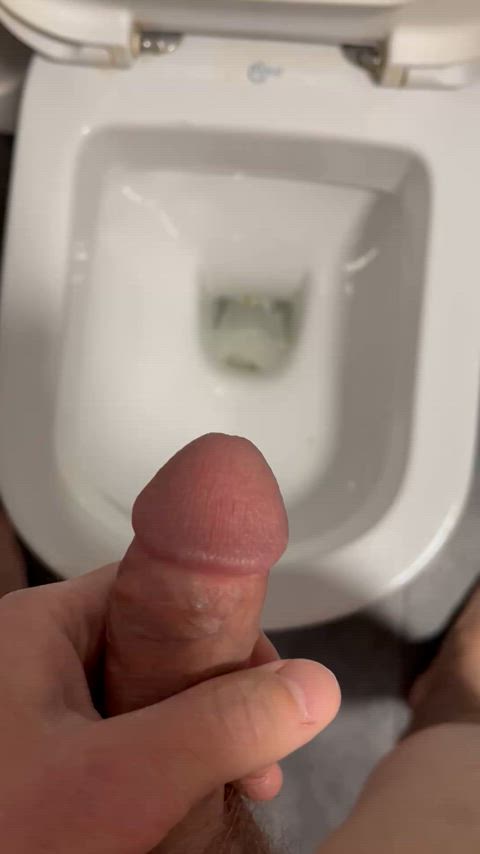 Quick cum into the toilet