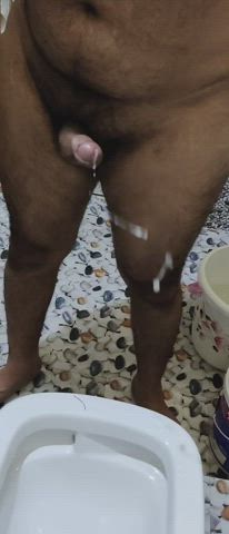 asian bbc big balls big dick cumshot jerk off masturbating solo toilet clip