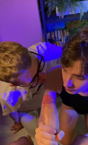 Gay Threesome Blowjob Double Blowjob Cock Worship Cock Milking Big Dick Monster Cock