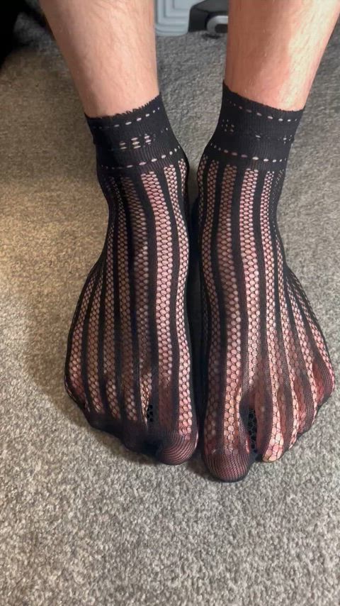 Feet in lace ankle socks tease