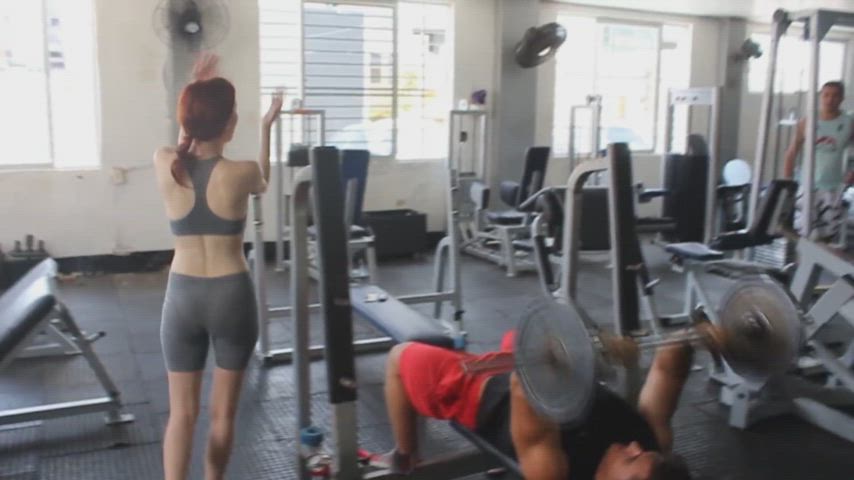 amateur clothed gym clip