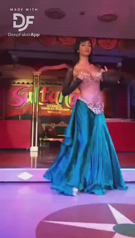 belly button big tits dancing fake pierced piercing turkish clip