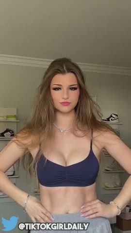 18 Years Old Amateur Big Tits Bouncing Tits Dancing OnlyFans Teen TikTok Porn GIF