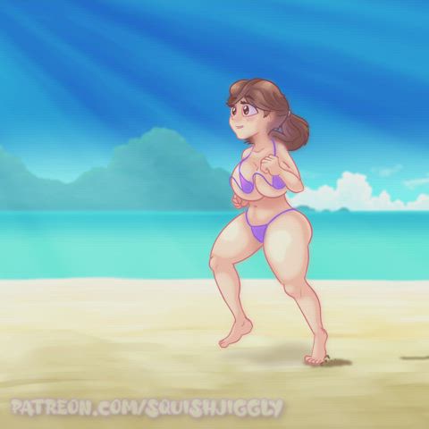 Animation Anime Big Tits Bikini Boobs Bouncing Tits Cartoon Hentai Micro Bikini clip