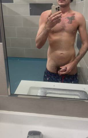 bathroom jerk off public clip