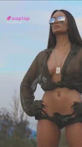 army boobs busty girls hotwife long hair see through clothing tiktok clip