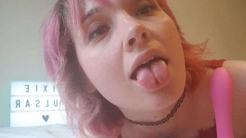 alt alternative cute long tongue solo tattoo tattooed tongue tongue fetish pink hair