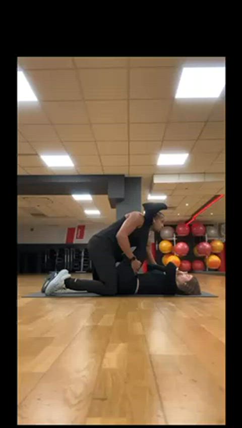 couple doggystyle gym stretching clip