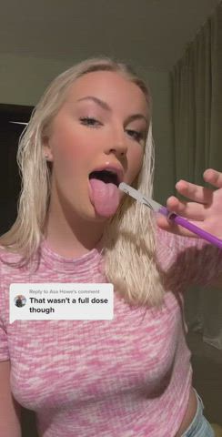 ahegao cum in mouth cumshot onlyfans small tits tease teasing teen tiktok clip