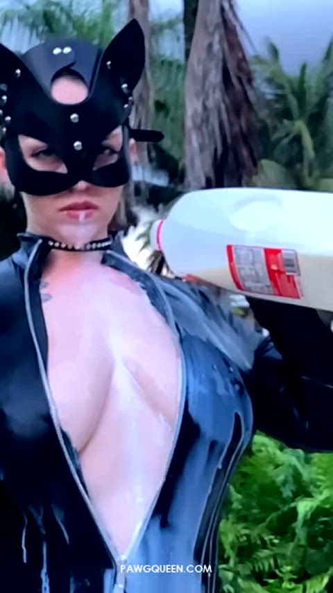 big tits catgirl catsuit halloween milk tits r/catgirls bigtits clip