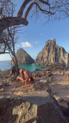 bikini blonde brazilian celebrity milf yoga clip