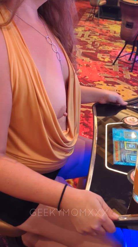 Dared to slip a nip out at the casino [F]