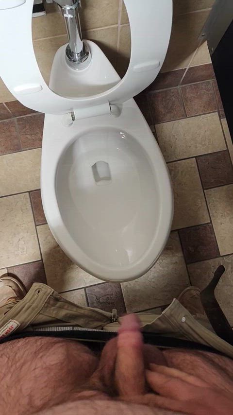 Quick morning piss and a few strokes in the lowes bathroom. Stall door was unlocked.