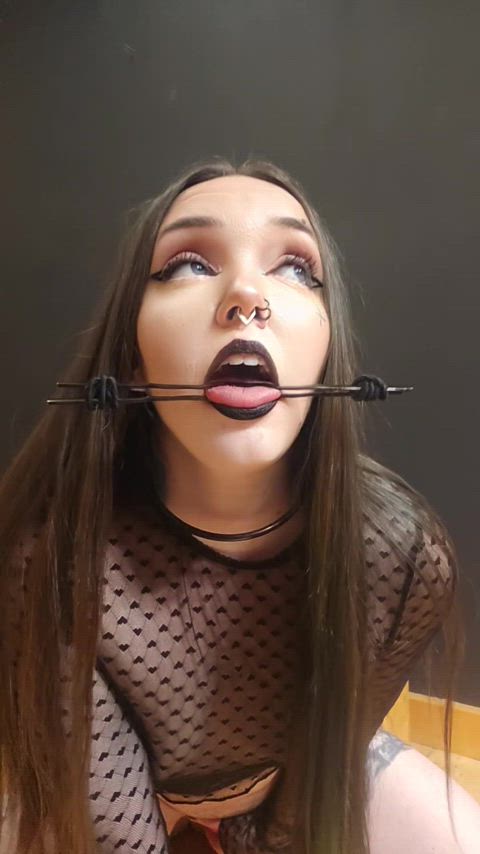 alt alternative bdsm ball gagged female gag gagged kinky solo clip