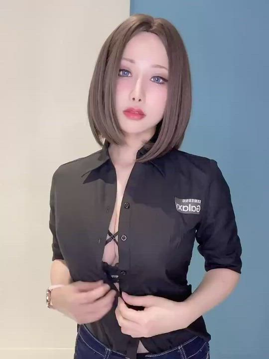 Samsung Sam - taking off her shirt on user request (HaneAme) [Samsung]