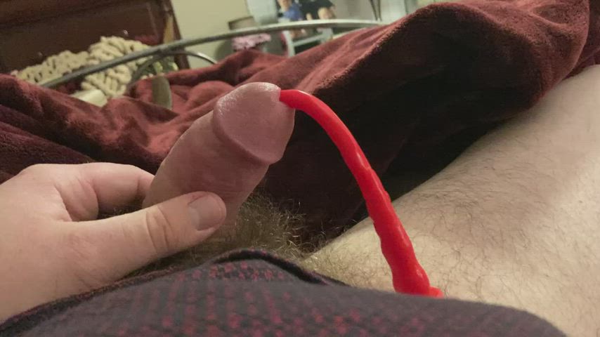 My demon tentacle got stuck in my cock, and I had to pull it out (usually it slides