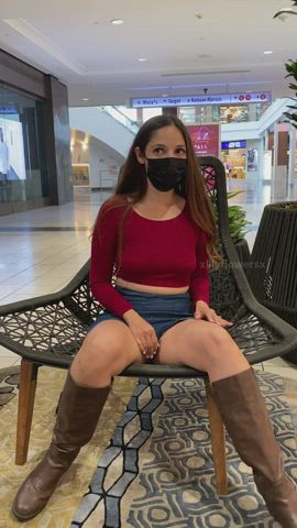 Playing with my pussy in the middle of the mall