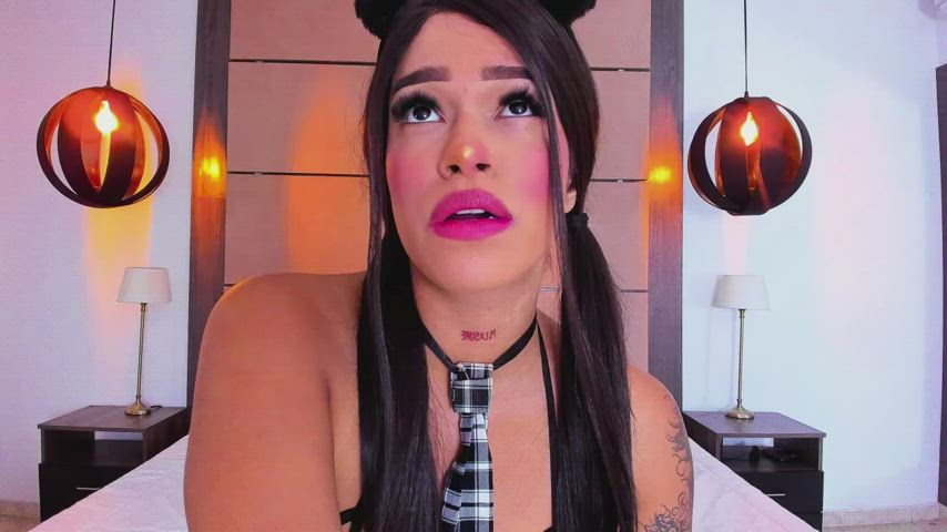 Ahegao Brown Eyes CamSoda Colombian Lipstick Saliva Spit Tongue Fetish Webcam clip