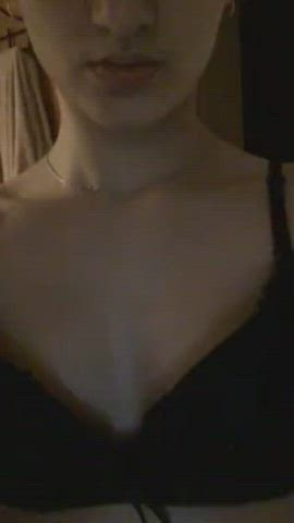 Neat boobs in black underwear