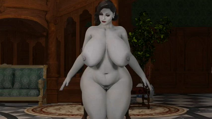 3d animation hips huge tits lady dimitrescu rule34 standing doggy clip
