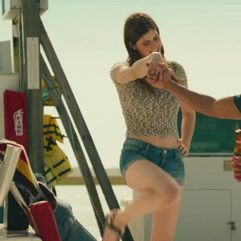 alexandra daddario belly button jeans clip