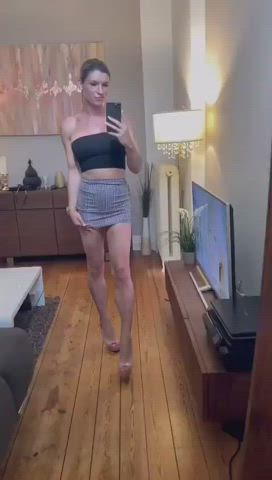 Blonde Clothed High Heels Kim Rose Legs Skirt Tease clip