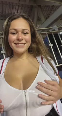 Flashing my boobs at the ballgame:)