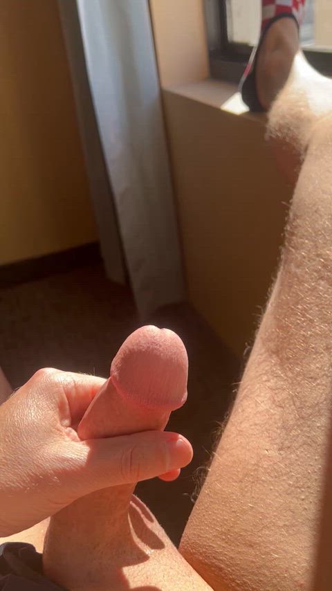 cock edging exhibitionist exposed hotel masturbating precum bisexual masturbation