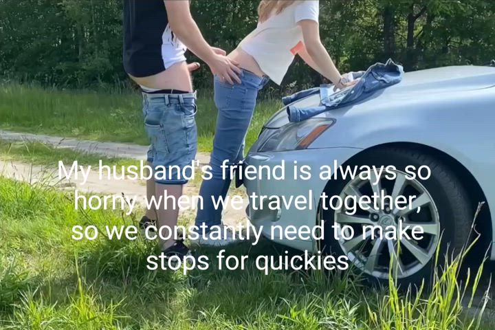 My husband's friend always so horny when we travel together so we constantly need