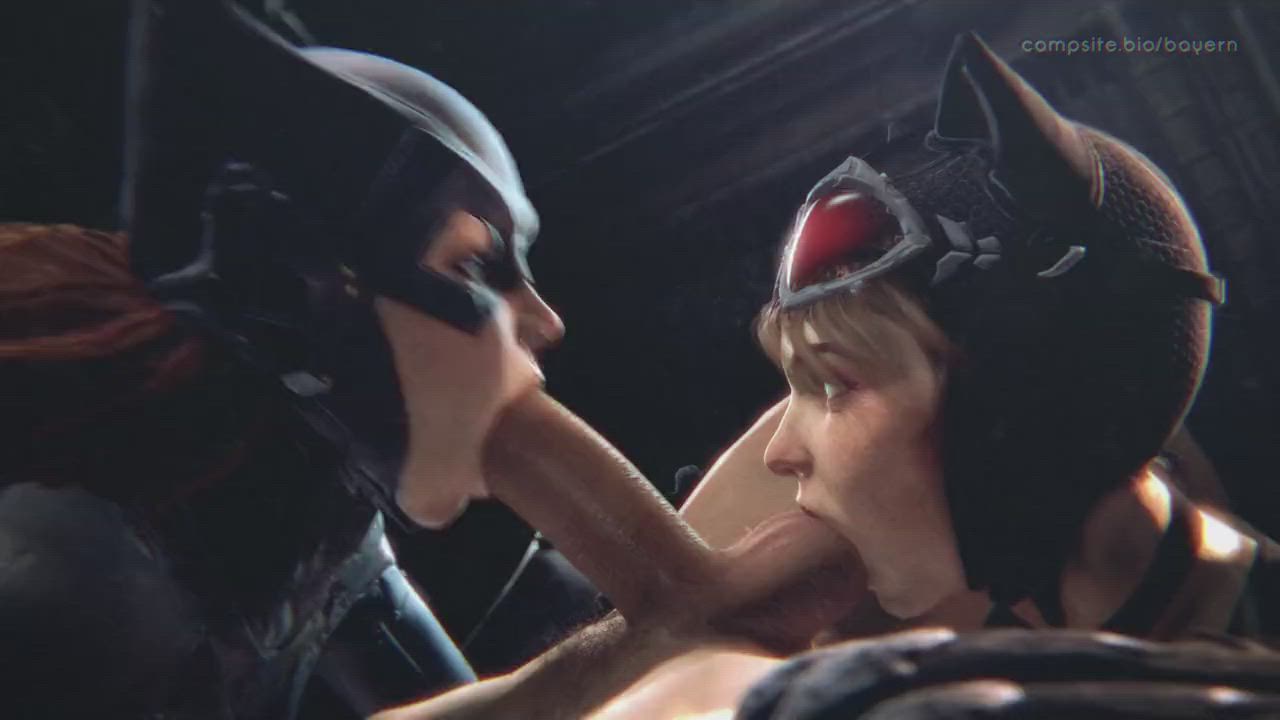 Batgirl &amp; Catwoman sharing a cock (Bayern3d) [DC]