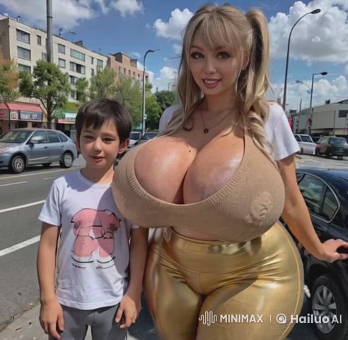 ai generated bimbo huge tits clip