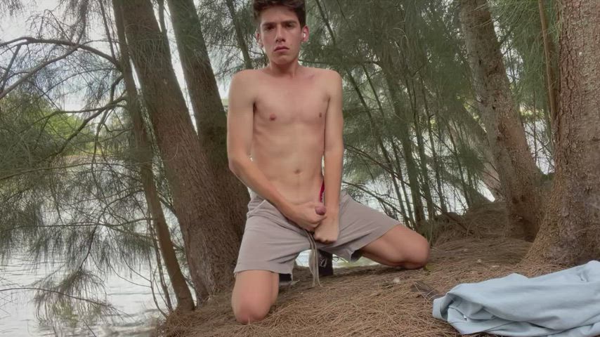 Jerking off on a golf course