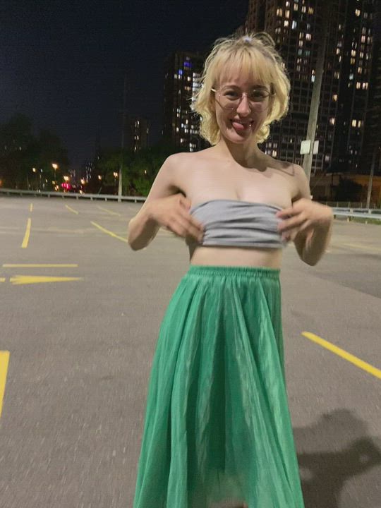 Blonde Boobs Cute Flashing Natural Tits Public clip