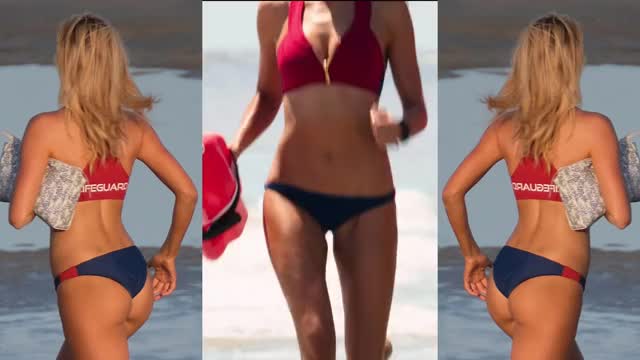 Kelly Rohrbach - Baywatch - split-screen, mini-loop edit of her running on beach