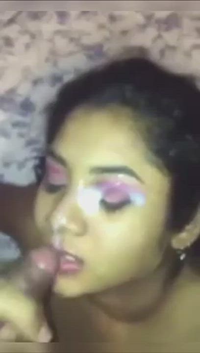 South Asian Brunette Gets Thick Cum in Her Eyes 👀💦