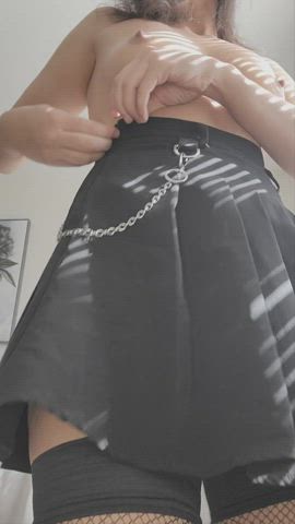 ass fishnet skirt stockings strip striptease tits upskirt clip