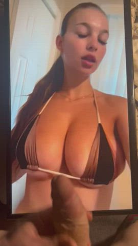 big tits bikini boobs cum on tits cumshot tribute clip