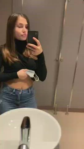 Bathroom Big Tits Female Public Selfie Tits Women clip