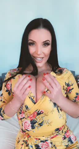 Angela White flashing her big natural juicy titties