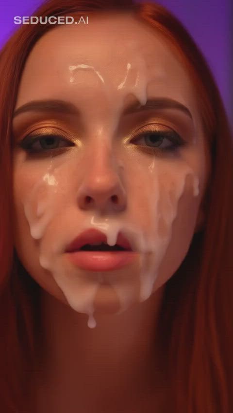 ai generated cum cum in mouth cumshot redhead teen cumslut tik-tok clip