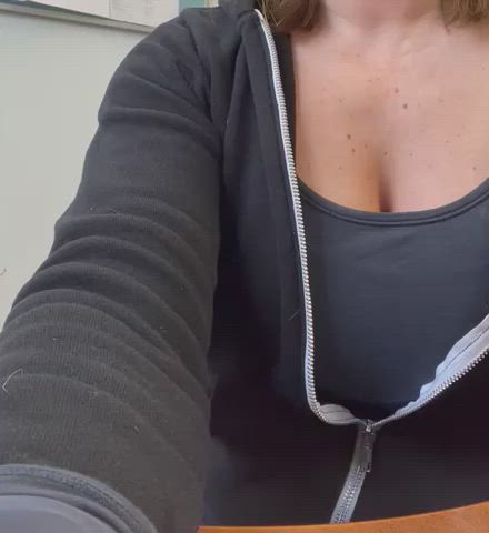 Dared to show you how hard my nipples get at work! [f]